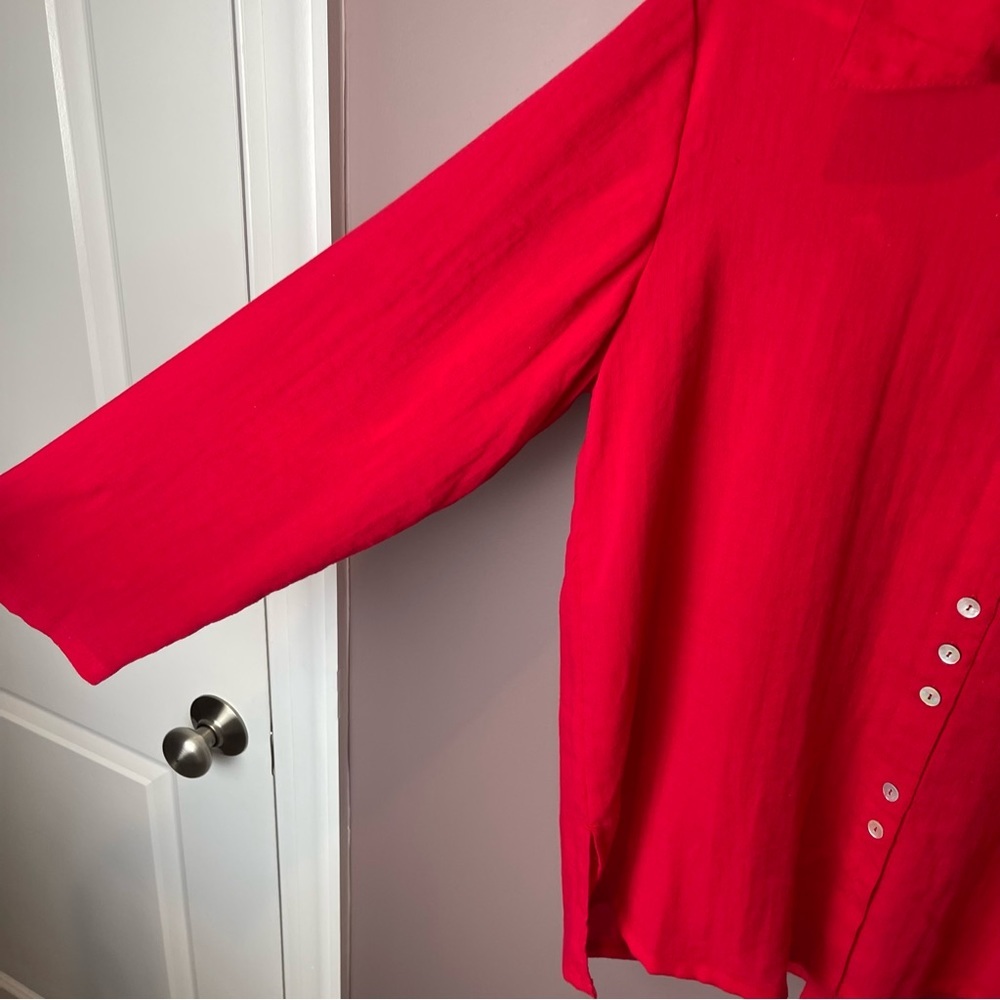 Fridaze Linen Redefined Red Button Up Top M - image 6
